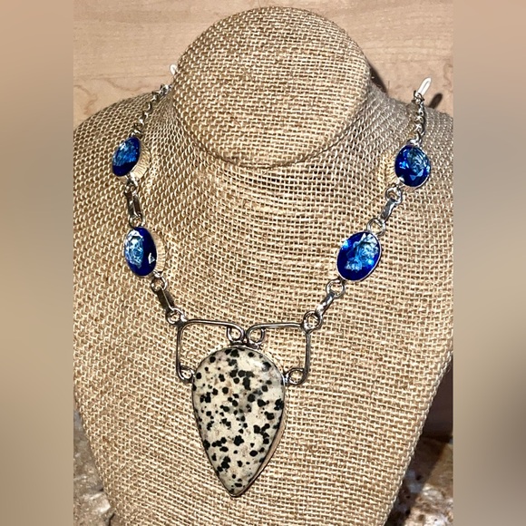 Dalmation Jasper Pendant Necklace 16-17” - Picture 12 of 13